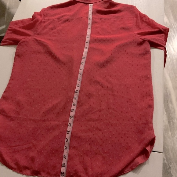 Talbots Button Down Blouse Raised Polka Dot Salmon Lined Top Women’s Size Large - Picture 5 of 10